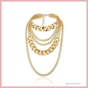 Layered Chunky Gold Chain Necklace